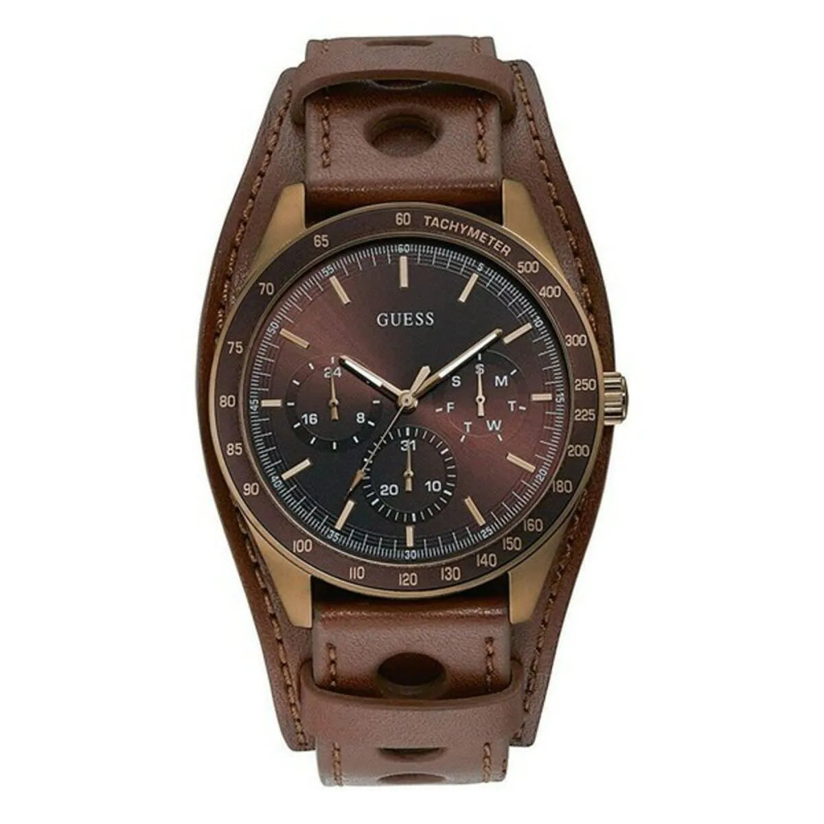 Herren Uhr Guess W1100G3 mit Lederband und Edelstahlgehäuse