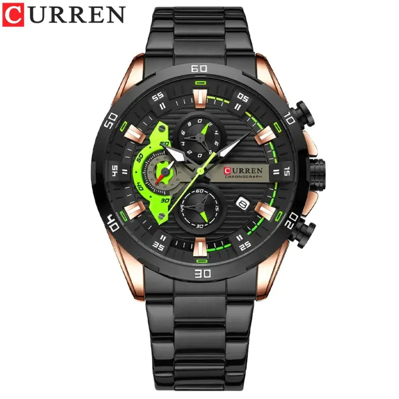 CURREN 8402 Men's Watch, Quartz Chronograph with Steel Strap