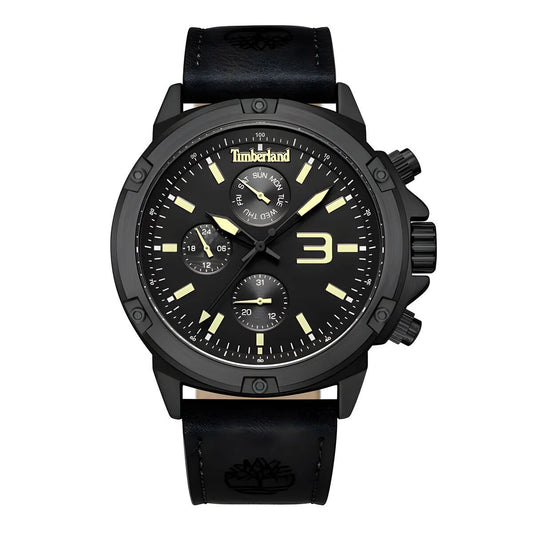 Orologio Timberland Uomo 46mm, Cinturino in Pelle, Nero