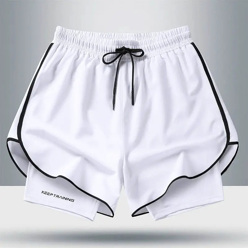 Double Layer Sports Shorts for Men, Ideal for Gym & Jogging