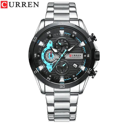 CURREN 8402 Men's Watch, Quartz Chronograph with Steel Strap