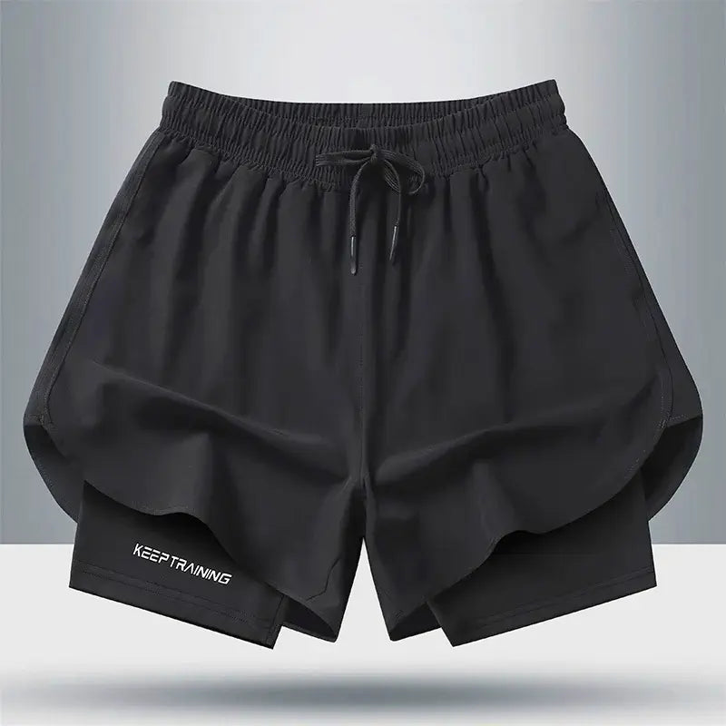 Double Layer Sports Shorts for Men, Ideal for Gym & Jogging