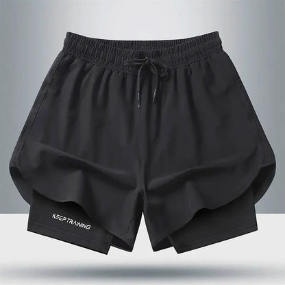 Double Layer Sports Shorts for Men, Ideal for Gym & Jogging