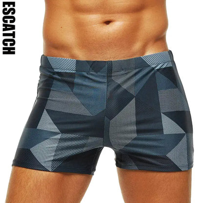 Men’s Plus Size Swimwear with Elastic Fabric and Stylish Print