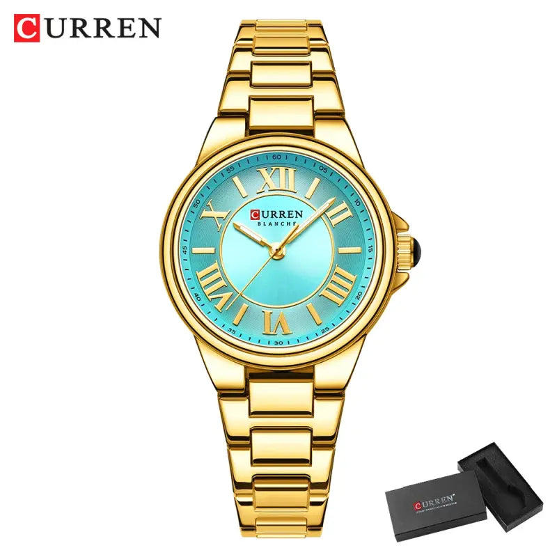 Montre CURREN 9091 Femme avec Bracelet Acier et Affichage Or Rose