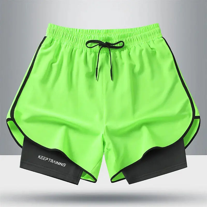 Double Layer Sports Shorts for Men, Ideal for Gym & Jogging