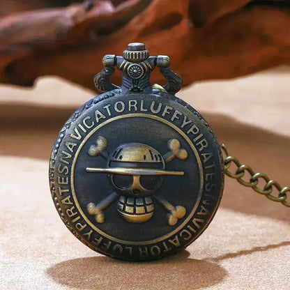 Orologio da tasca pirata quarzo, collana vintage regalo uomo