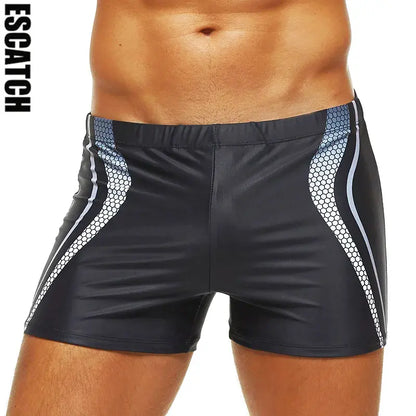 Men’s Plus Size Swimwear with Elastic Fabric and Stylish Print