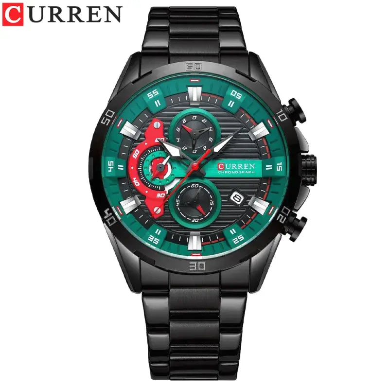 CURREN 8402 Men's Watch, Quartz Chronograph with Steel Strap