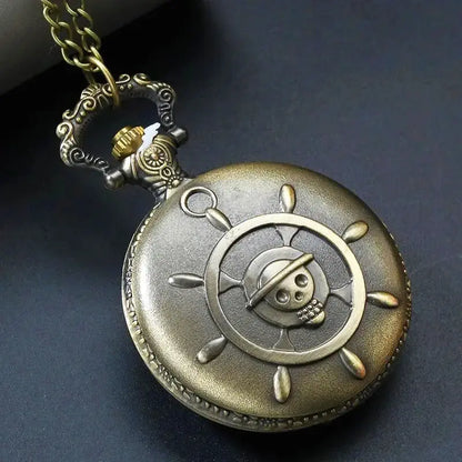 Orologio da tasca pirata quarzo, collana vintage regalo uomo