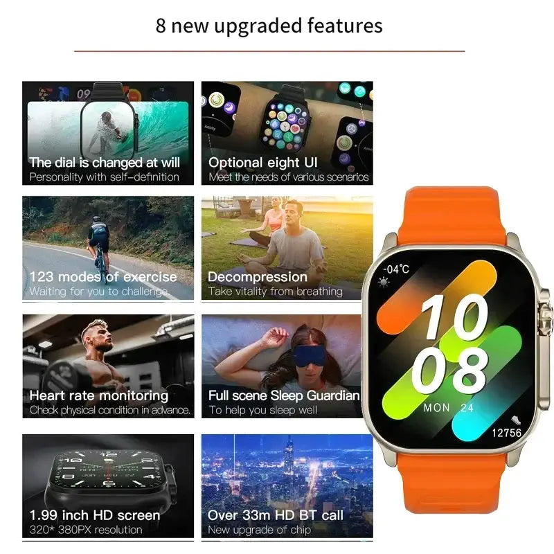 10 Ultra Smart Watch 49mm GPS, Bluetooth, NFC, Wireless Charging