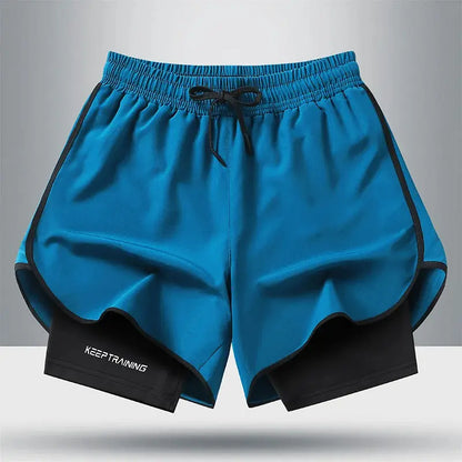 Double Layer Sports Shorts for Men, Ideal for Gym & Jogging