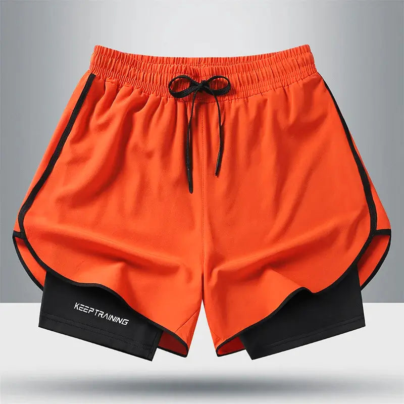 Double Layer Sports Shorts for Men, Ideal for Gym & Jogging