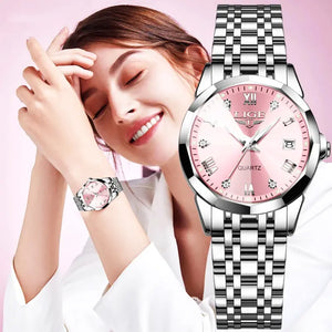 LIGE Orologio donna al quarzo impermeabile, stile casual elegante