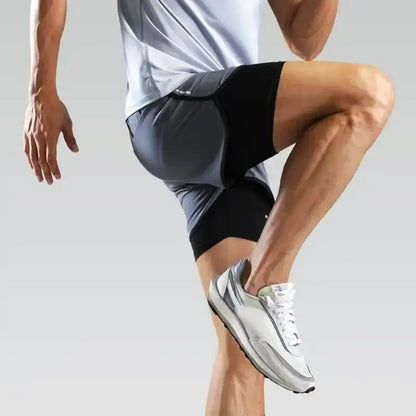 Double Layer Sports Shorts for Men, Ideal for Gym & Jogging