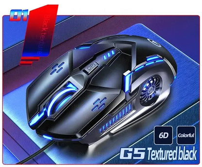 Souris gaming filaire RGB G5 3200 DPI ergonomique 6 boutons