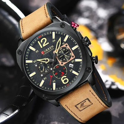 Montre Curren 8398 Homme - Chronographe, Étanche, Élégant