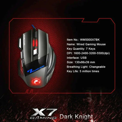 Souris Gaming X7 RGB 7D avec 4 DPI pour Joueurs