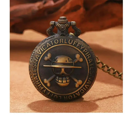 Orologio da tasca pirata quarzo, collana vintage regalo uomo