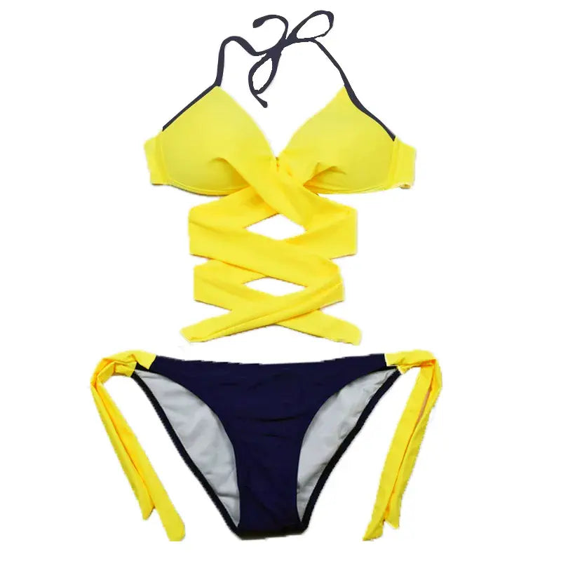 Bikini donna push-up: costume patchwork colorato per la spiaggia