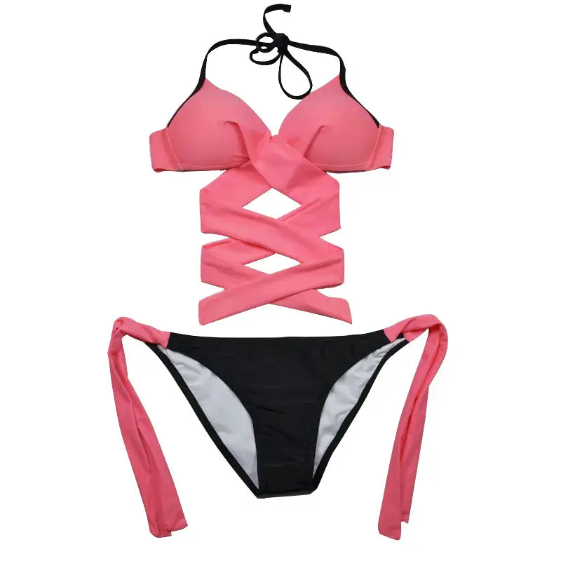 Bikini donna push-up: costume patchwork colorato per la spiaggia