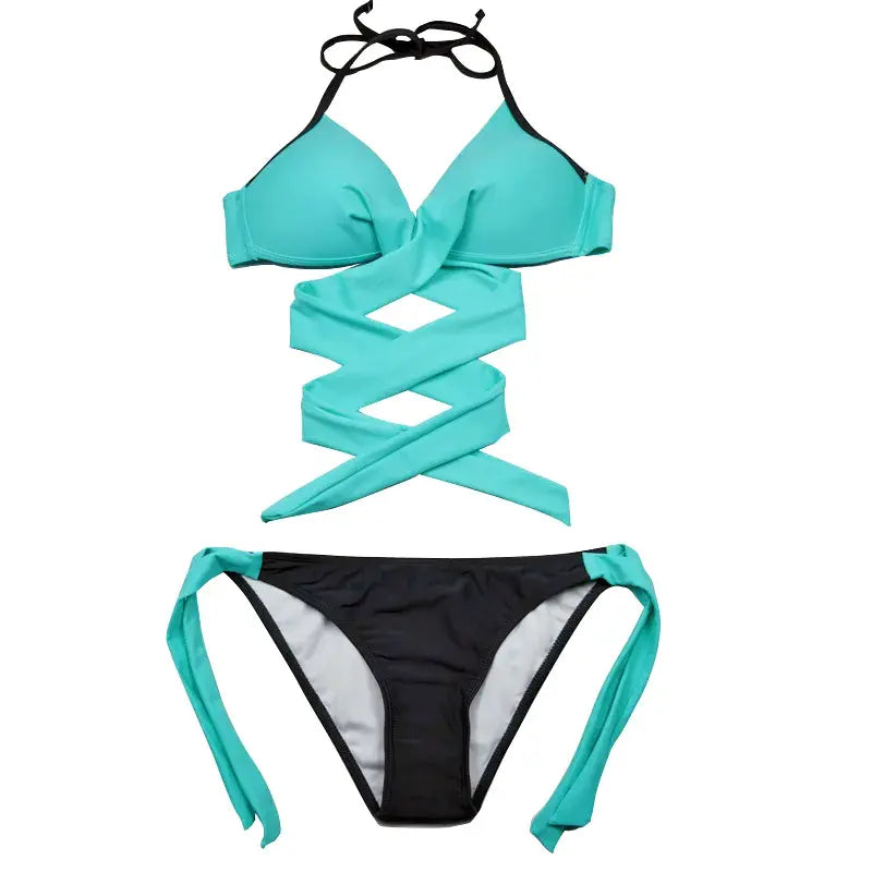 Bikini donna push-up: costume patchwork colorato per la spiaggia