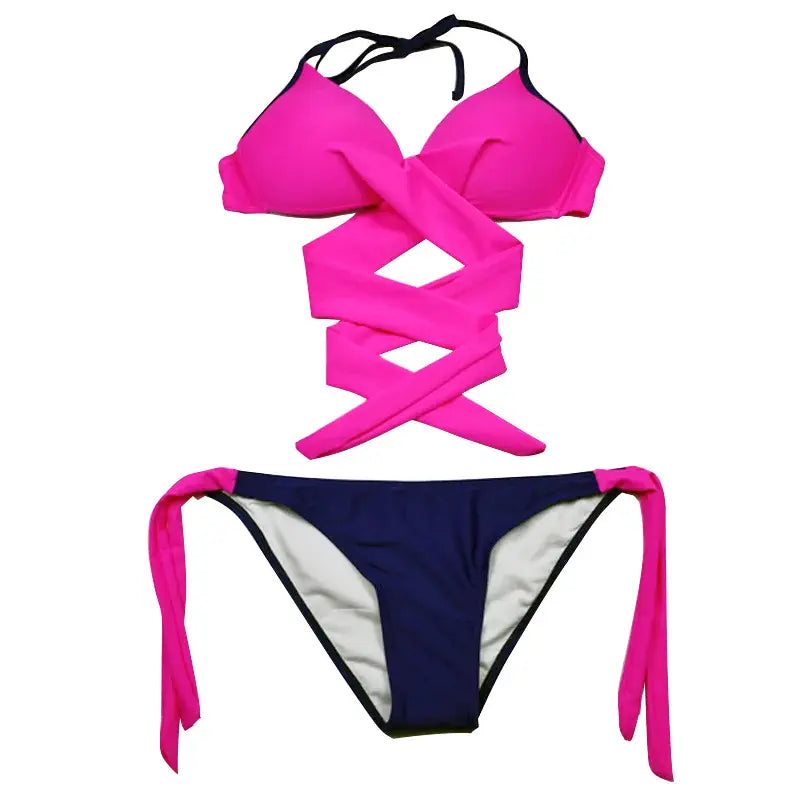 Bikini donna push-up: costume patchwork colorato per la spiaggia