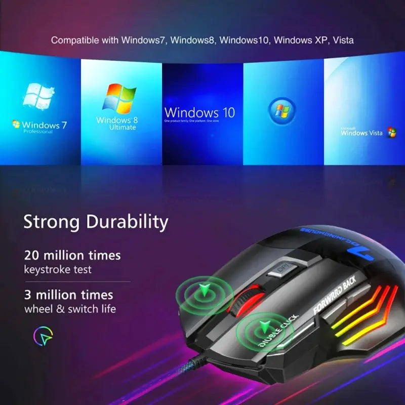 Souris Gaming X7 RGB 7D avec 4 DPI pour Joueurs