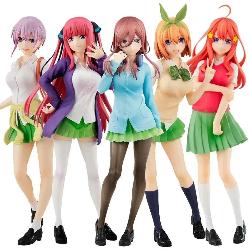 Anime figures of Nakano Ichika, Nino, Itsuki from The Quintessential Quintuplets, 18cm school uniform