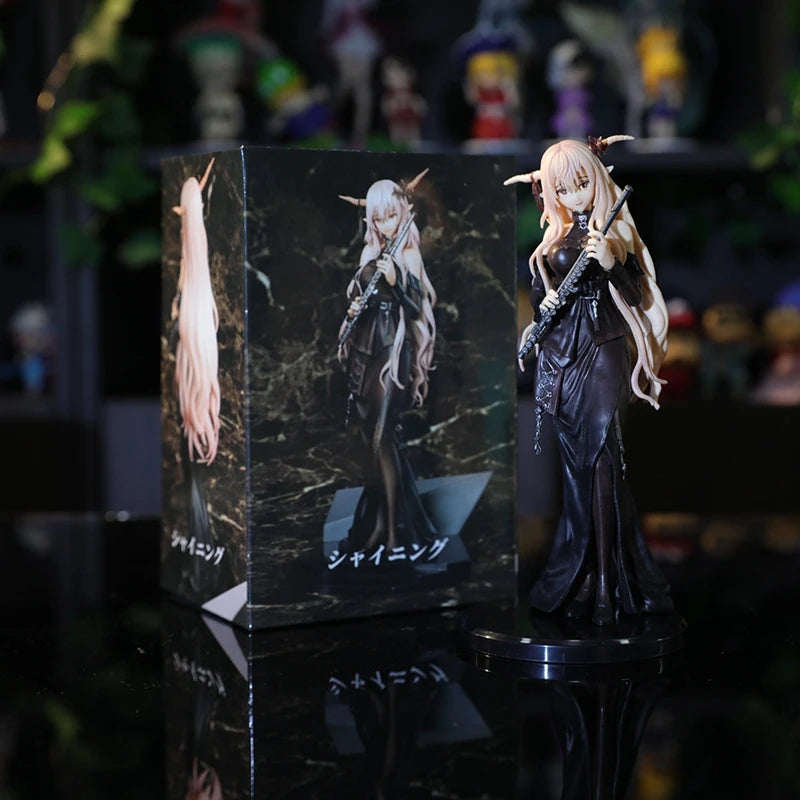 Arknights Shining 18cm anime figure in sexy black dress, PVC collectible model for fans | Vilemo