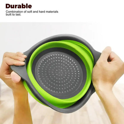 Collapsible vegetable and fruit draining basket, space-saving