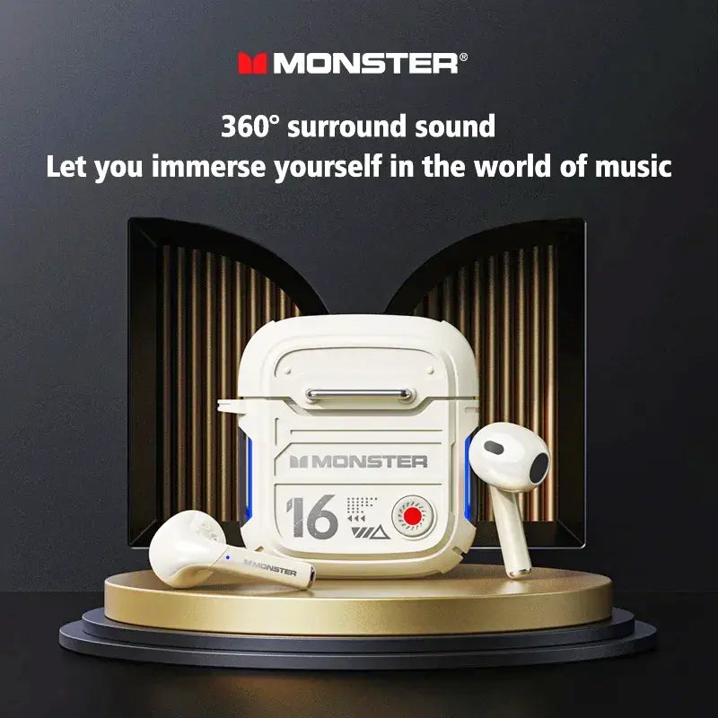 Cuffie Monster XKT16 con connessione Bluetooth, latenza bassa e qualità audio premium.