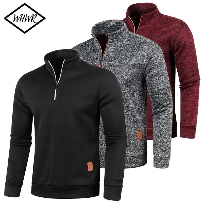 Felpa slim fit uomo per palestra, pullover autunnale con cappuccio e colletto alla coreana, versatile e trendy.