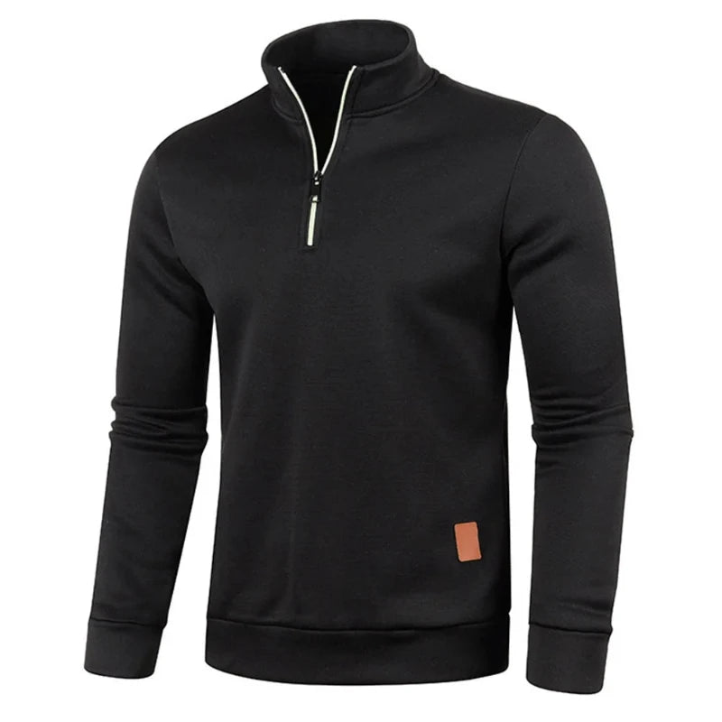 Felpa slim fit uomo per palestra, pullover autunnale con cappuccio e colletto alla coreana, versatile e trendy.