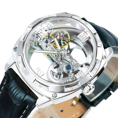 Forsining Tourbillon Watch, orologio automatico con stile Single Bridge e acciaio dorato di lusso