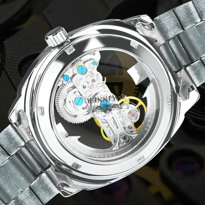 Forsining Tourbillon Watch, orologio automatico con stile Single Bridge e acciaio dorato di lusso