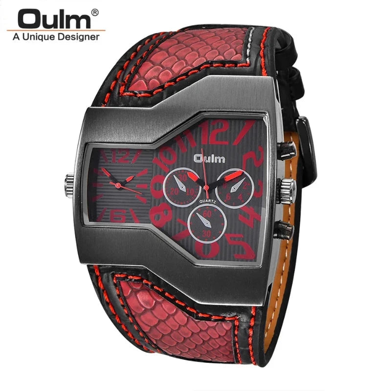 Orologio uomo Oulm di lusso con due fusi orari, design casual e versatile vilemo