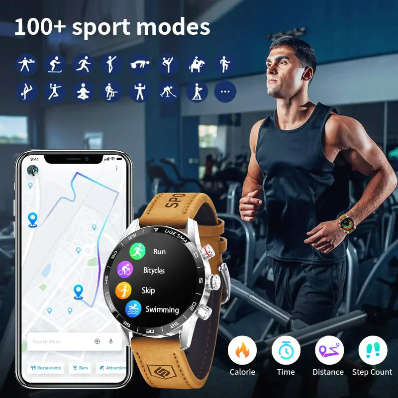 Orologio LIGE smartwatch, 
 impermeabile per uomo, fitness e business.