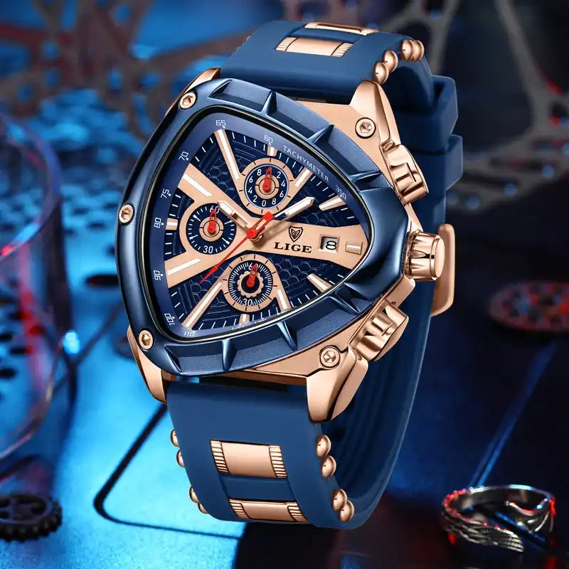 LIGE Orologio Uomo Triangolare – Sportivo, Impermeabile e alla Moda