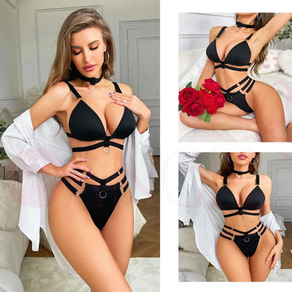 Set lingerie sexy da donna con reggiseno e mutandina, intimo seducente e comodo.