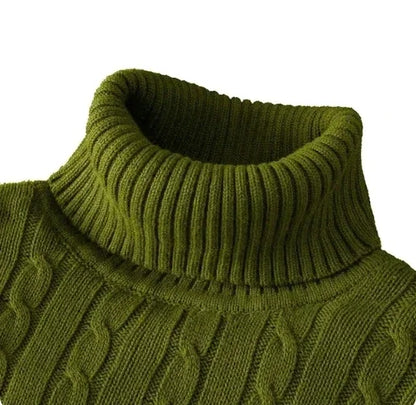 Maglione caldo uomo autunno inverno, collo alto e lavorato a maglia, ideale per tenere al caldo in inverno, stile casual e comodo