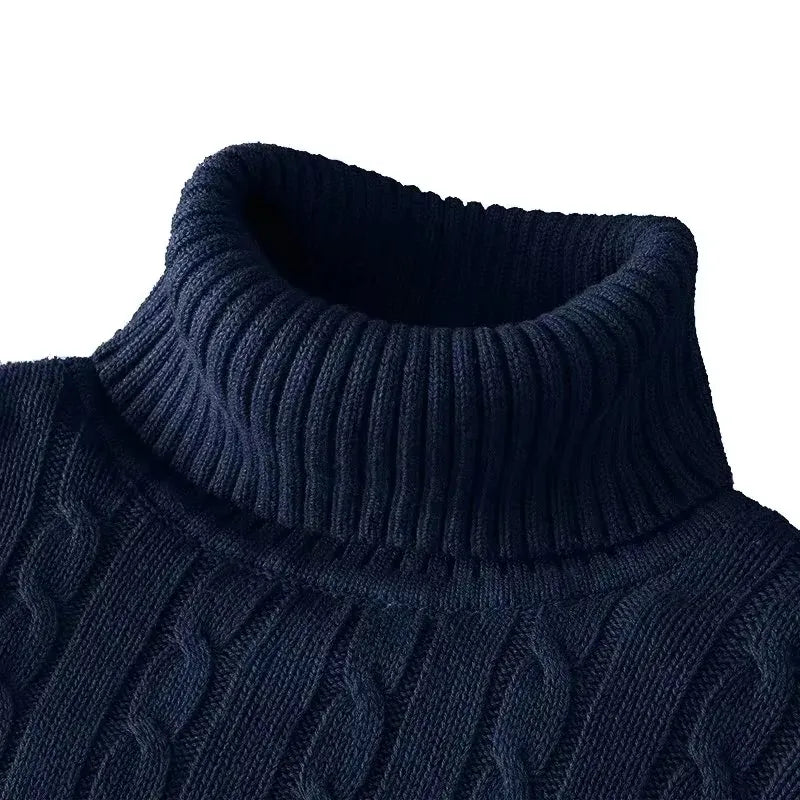 Maglione caldo uomo autunno inverno, collo alto e lavorato a maglia, ideale per tenere al caldo in inverno, stile casual e comodo