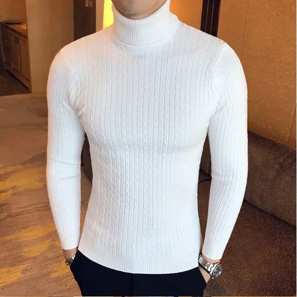 Maglione caldo uomo autunno inverno, collo alto e lavorato a maglia, ideale per tenere al caldo in inverno, stile casual e comodo