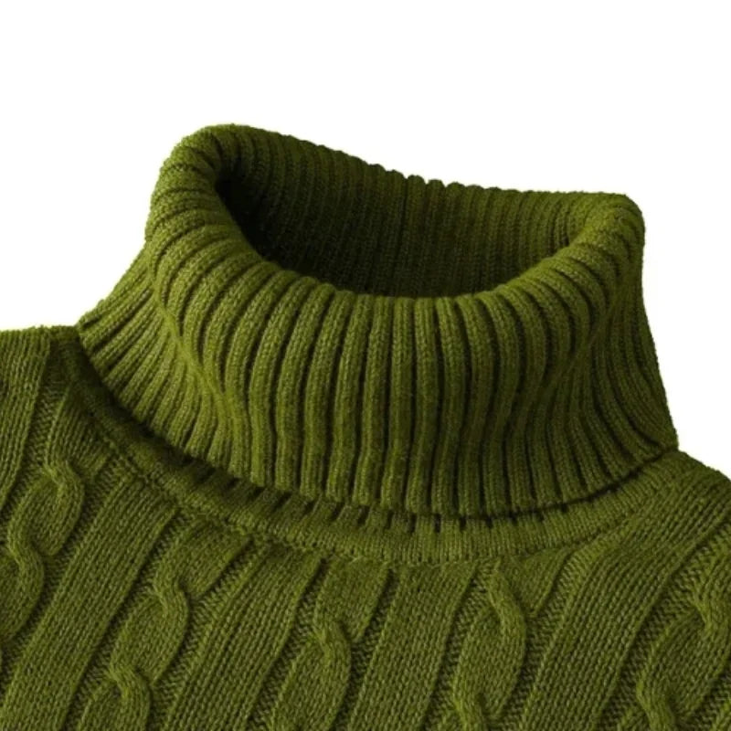 Maglione caldo uomo autunno inverno, collo alto e lavorato a maglia, ideale per tenere al caldo in inverno, stile casual e comodo