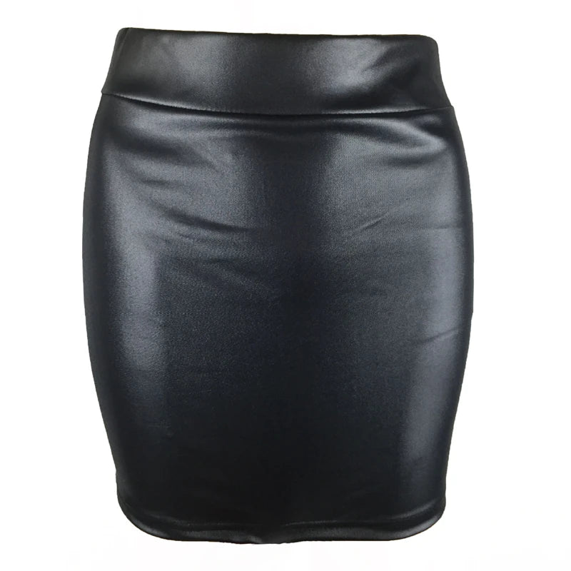 High-Waist Matte Faux Leather Slim Fit Mini Skirt