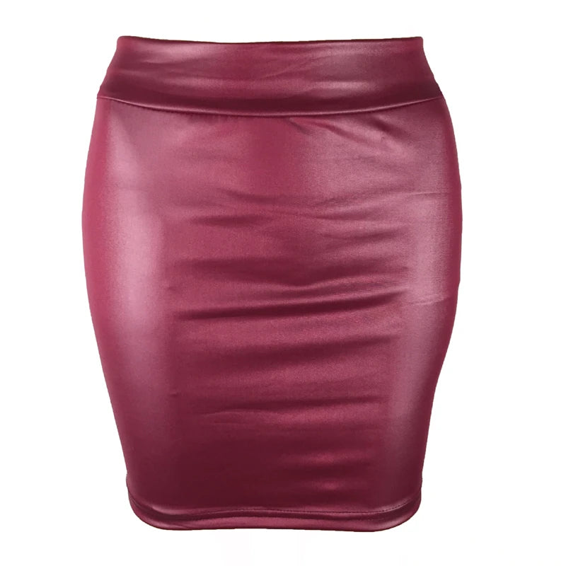 High-Waist Matte Faux Leather Slim Fit Mini Skirt