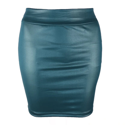 High-Waist Matte Faux Leather Slim Fit Mini Skirt