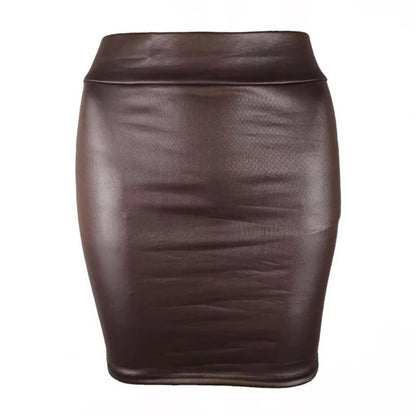 High-Waist Matte Faux Leather Slim Fit Mini Skirt