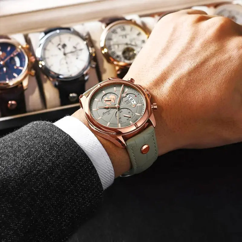 POEDAGAR Herren Armbanduhr Luxus Edelstahl Chronograph