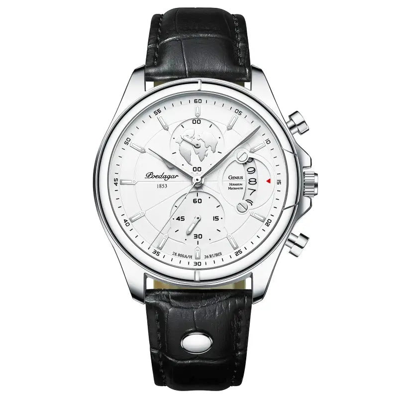 POEDAGAR Herren Armbanduhr Luxus Edelstahl Chronograph